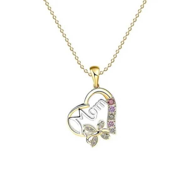 Gold Heart Mom Necklace and Ring Set - Picture 7 of 8